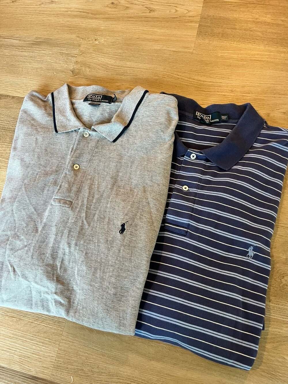 Polo Ralph Lauren, Big & Tall 3XLT Polo Shirt Lot, Navy Striped/Grey, Preppy